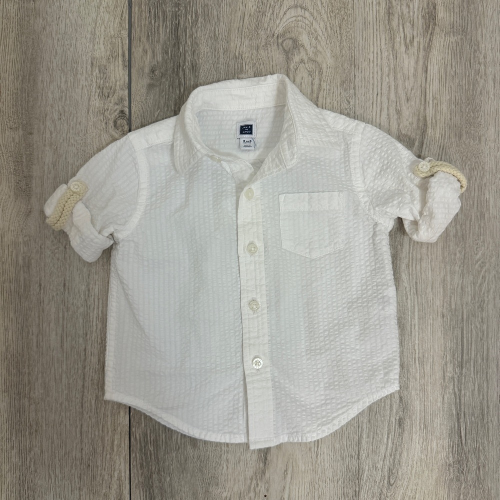 Janie and Jack baby boy  white linen shirt